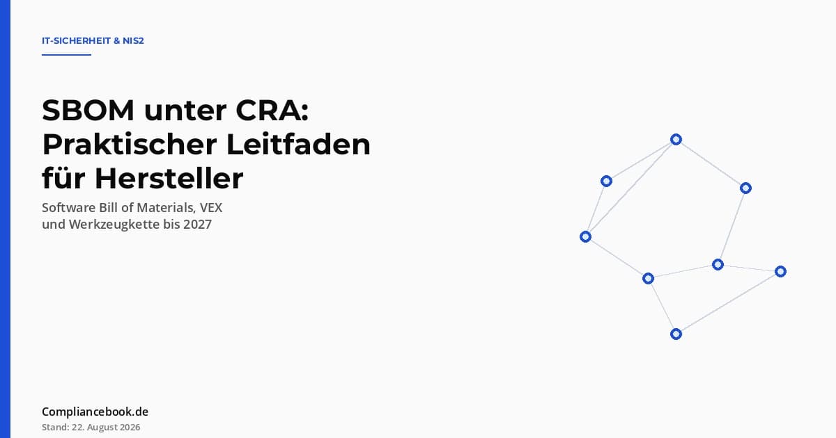 SBOM unter CRA - Editorial-Layout mit abstrahiertem Netzwerk als Symbol fuer Software-Komponenten und Abhängigkeiten in einem Produkt