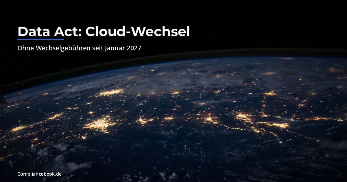 Data Act Cloud-Wechsel 2027 als Textoverlay auf einem Bild mit Laptop und Cloud-Symbol - Symbolbild fuer Cloud-Switching und Datenportabilitaet