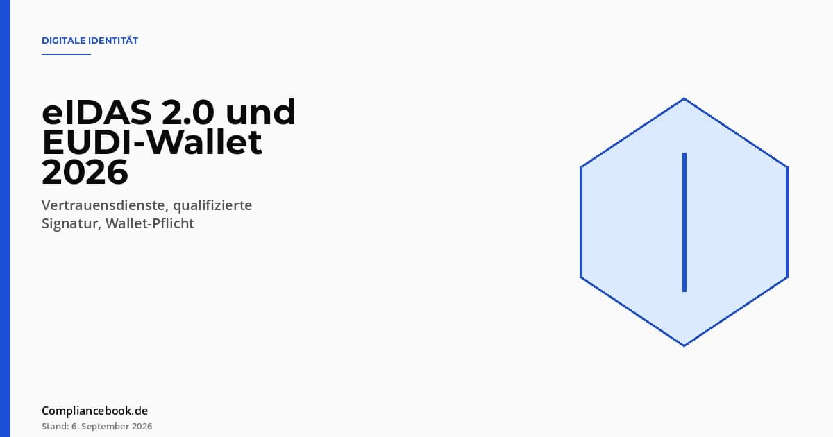 Editorial Hero: eIDAS 2.0 und EUDI-Wallet – Schild-Symbol als Metapher für digitale Identität und Vertrauensdienste der EU