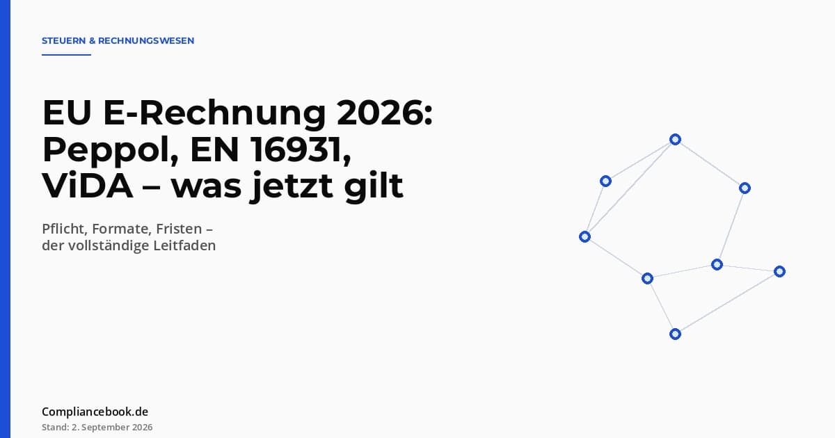 Editorial Hero: EU E-Rechnung 2026 – Knoten-Netzwerk als Symbol für das Peppol-Netzwerk und die Verbindung zwischen EU-Staaten
