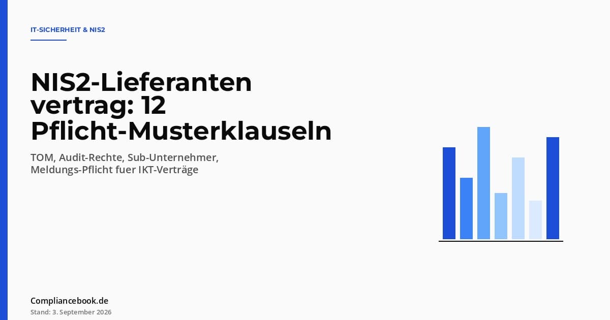 Editorial Hero: NIS2-Lieferantenvertrag – Balkendiagramm als Symbol für die 12 Pflicht-Musterklauseln im IKT-Vertrag