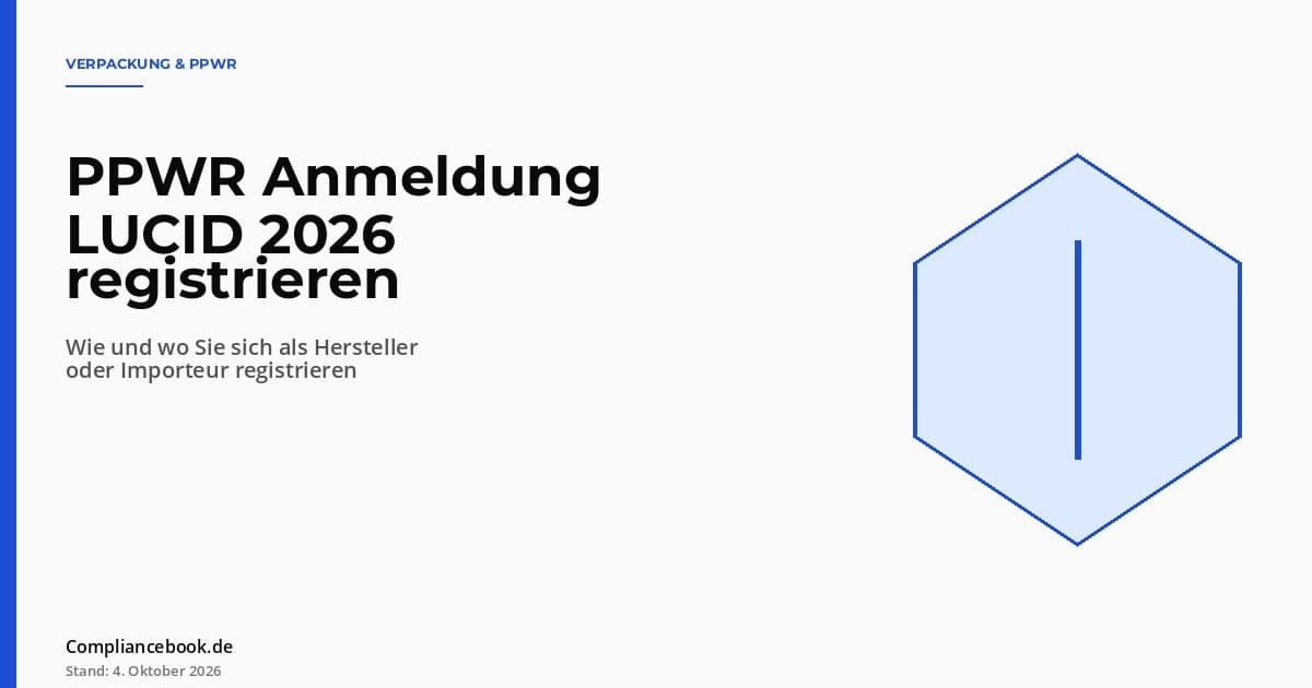 Editorial Hero: PPWR Anmeldung LUCID – Schild-Symbol als Metapher für die Registrierungspflicht im Verpackungsregister